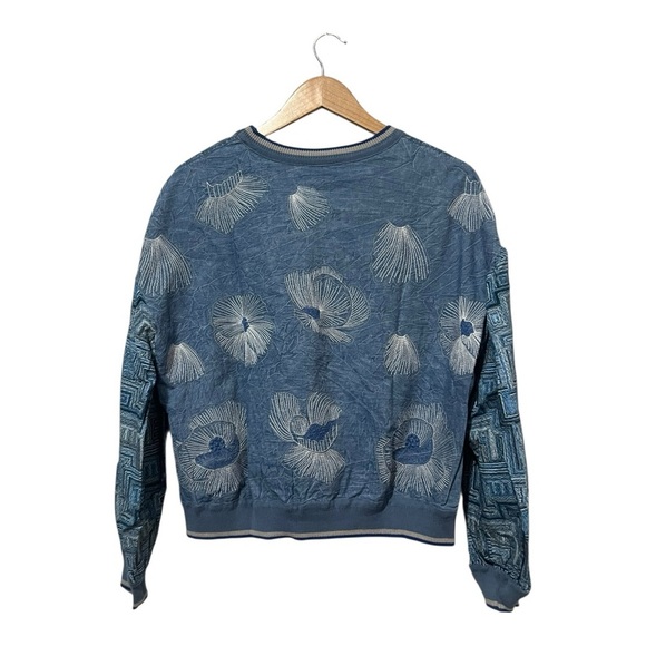 Conditions Apply Women's Embroidered Top Size Medium Blue Long Sleeves - Picture 3 of 5